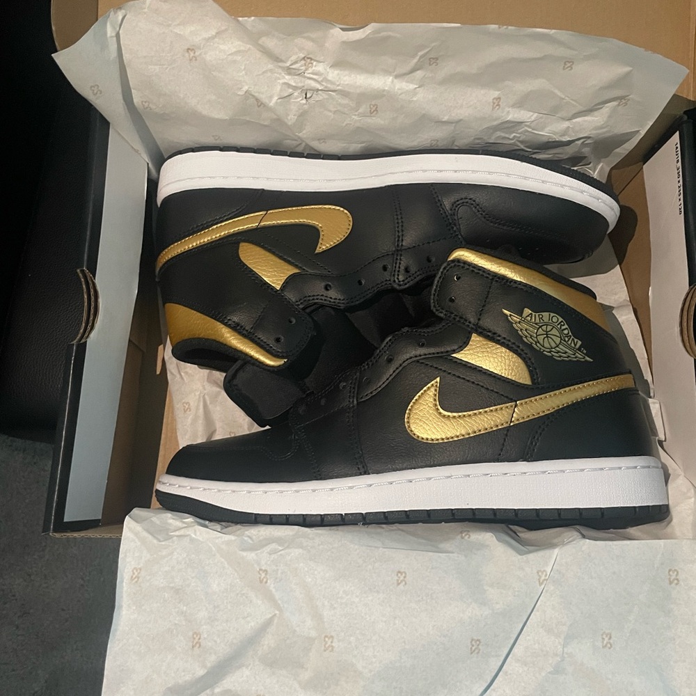 Jordan Black and Gold Sneakers Premium Design
